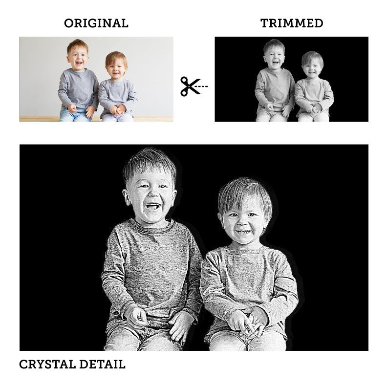 3D crystal photo cube with LED lighting base for enhanced visual effect.