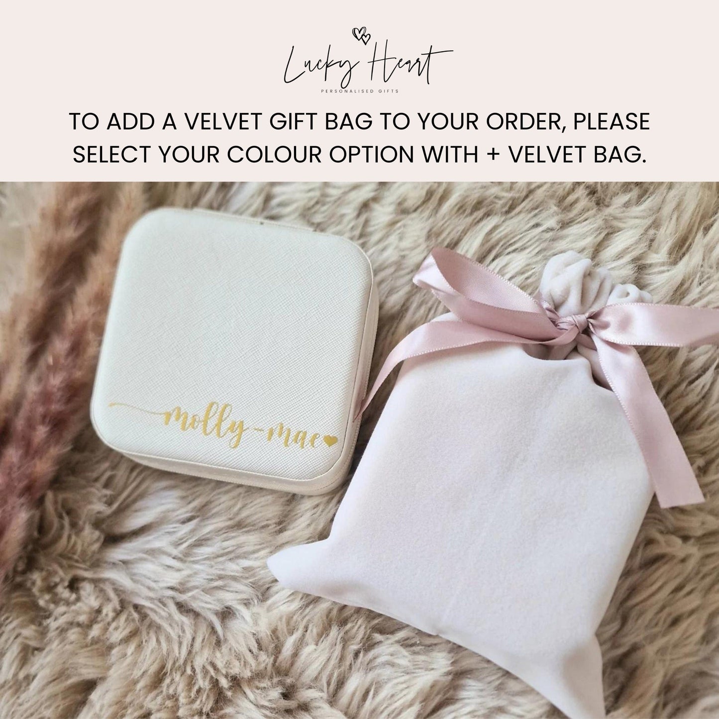 Custom ring box with matching velvet gift bag