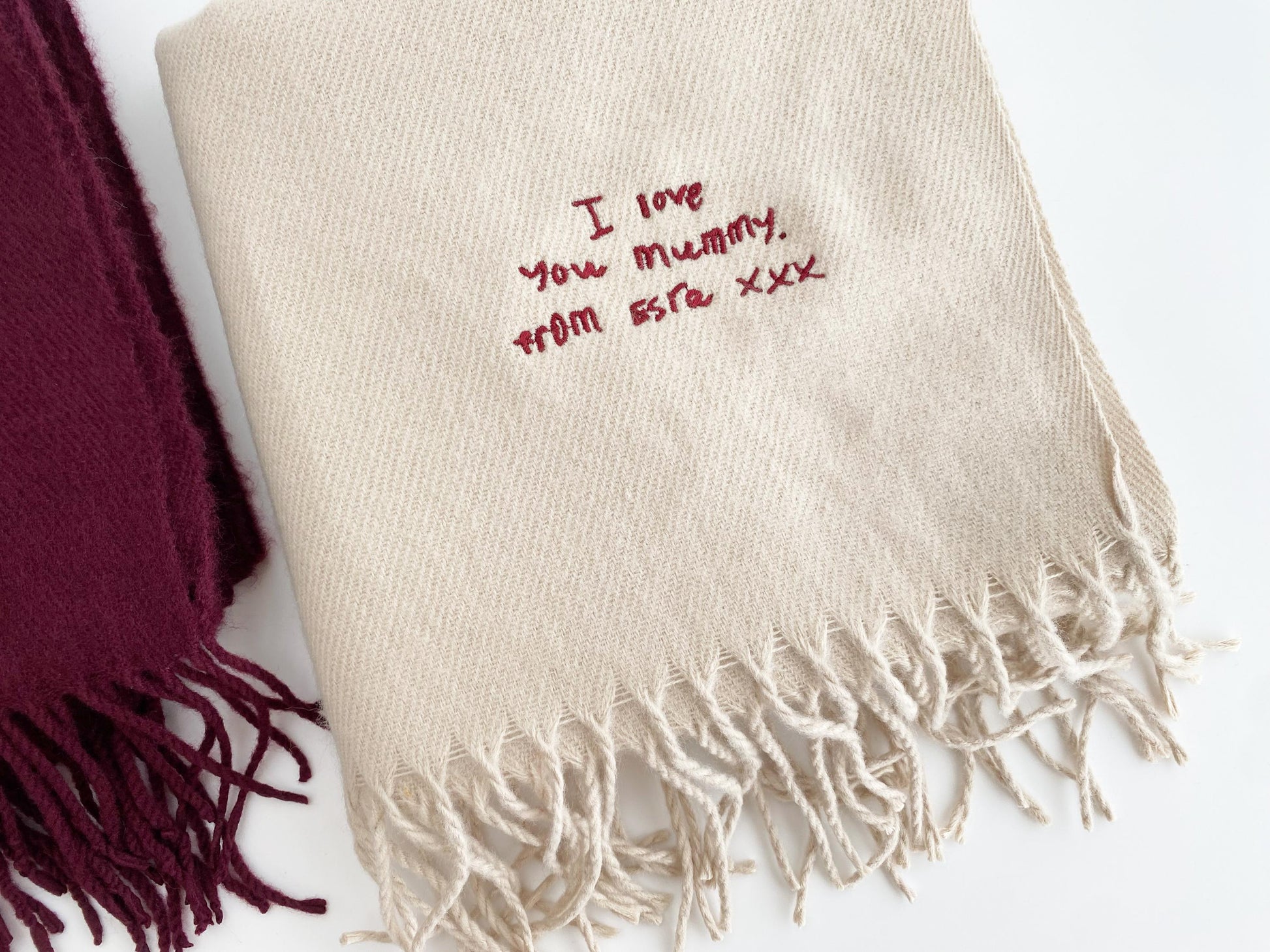 Personalized Embroidered Handwriting Scarf - Dreamy Custom