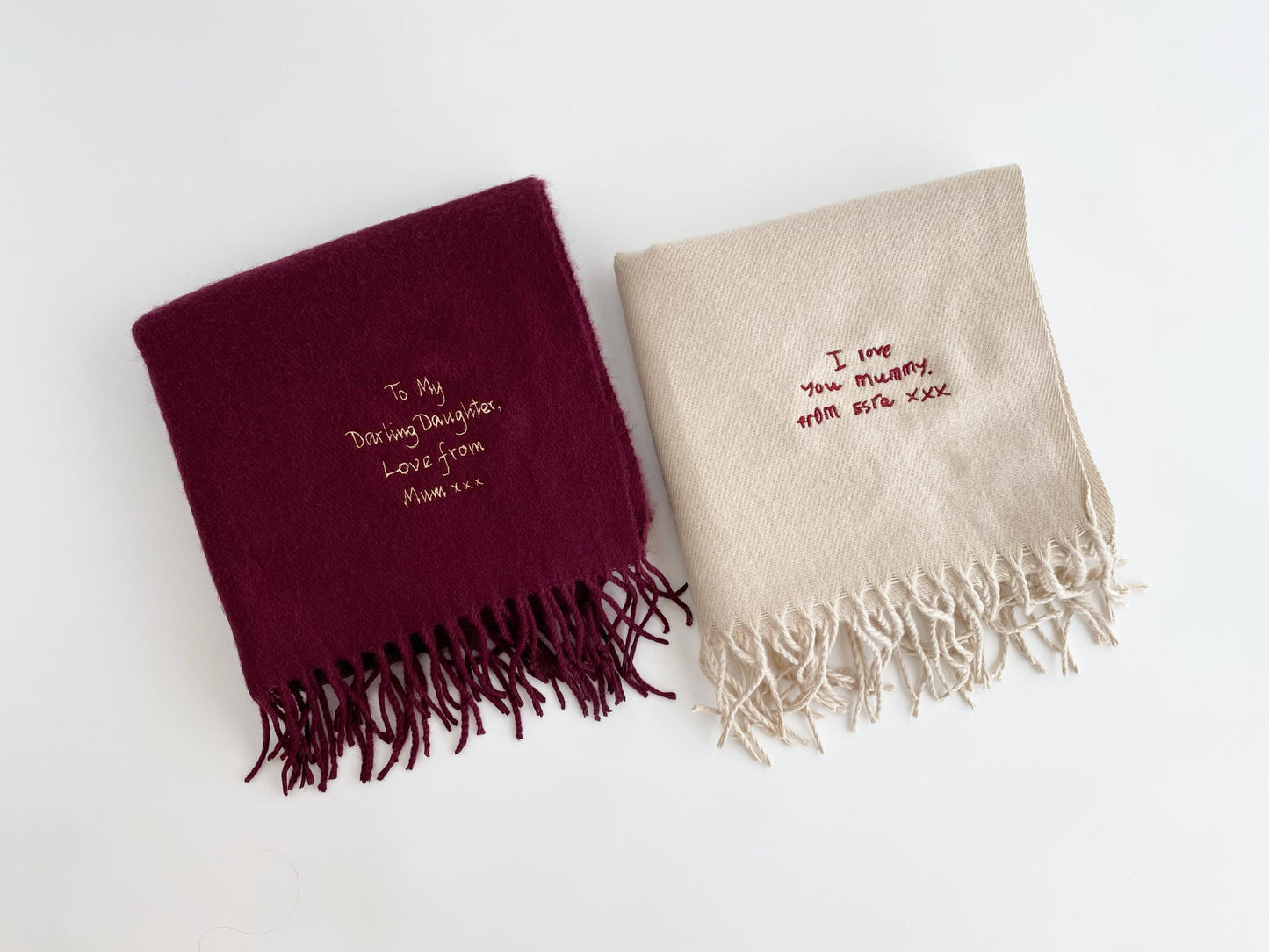 Personalized Embroidered Handwriting Scarf - Dreamy Custom