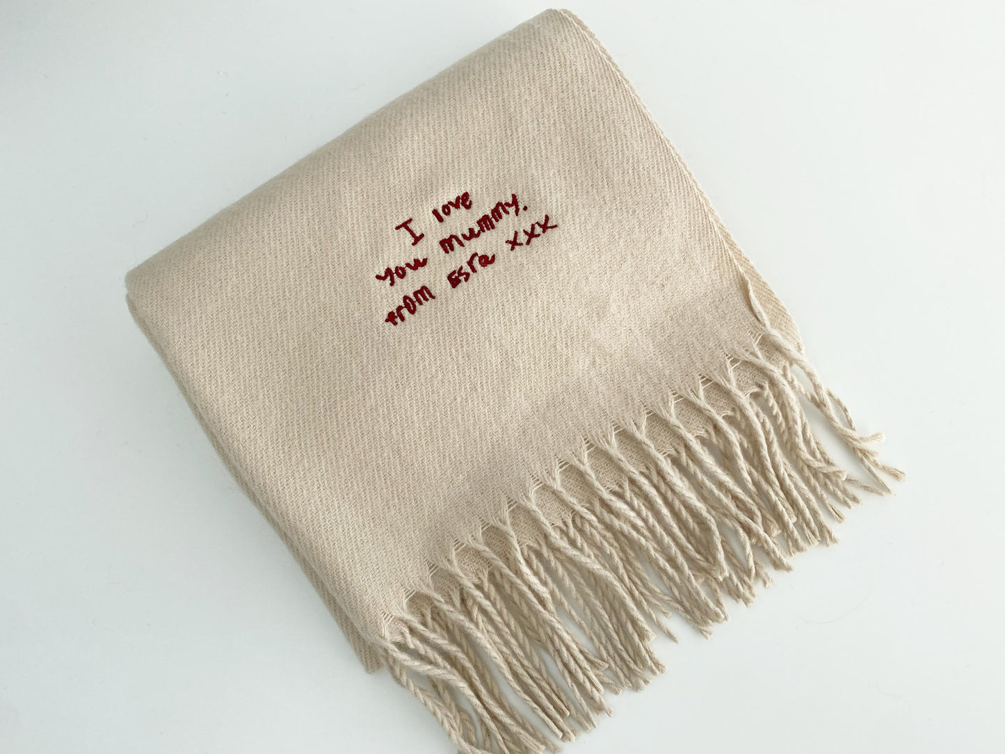 Personalized Embroidered Handwriting Scarf - Dreamy Custom