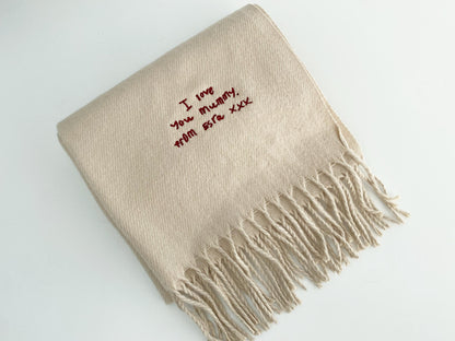 Personalized Embroidered Handwriting Scarf - Dreamy Custom