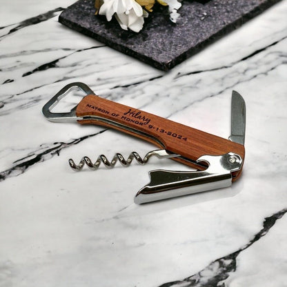 Personalized Engraved Corkscrew Bottle Opener - Dreamy Custom