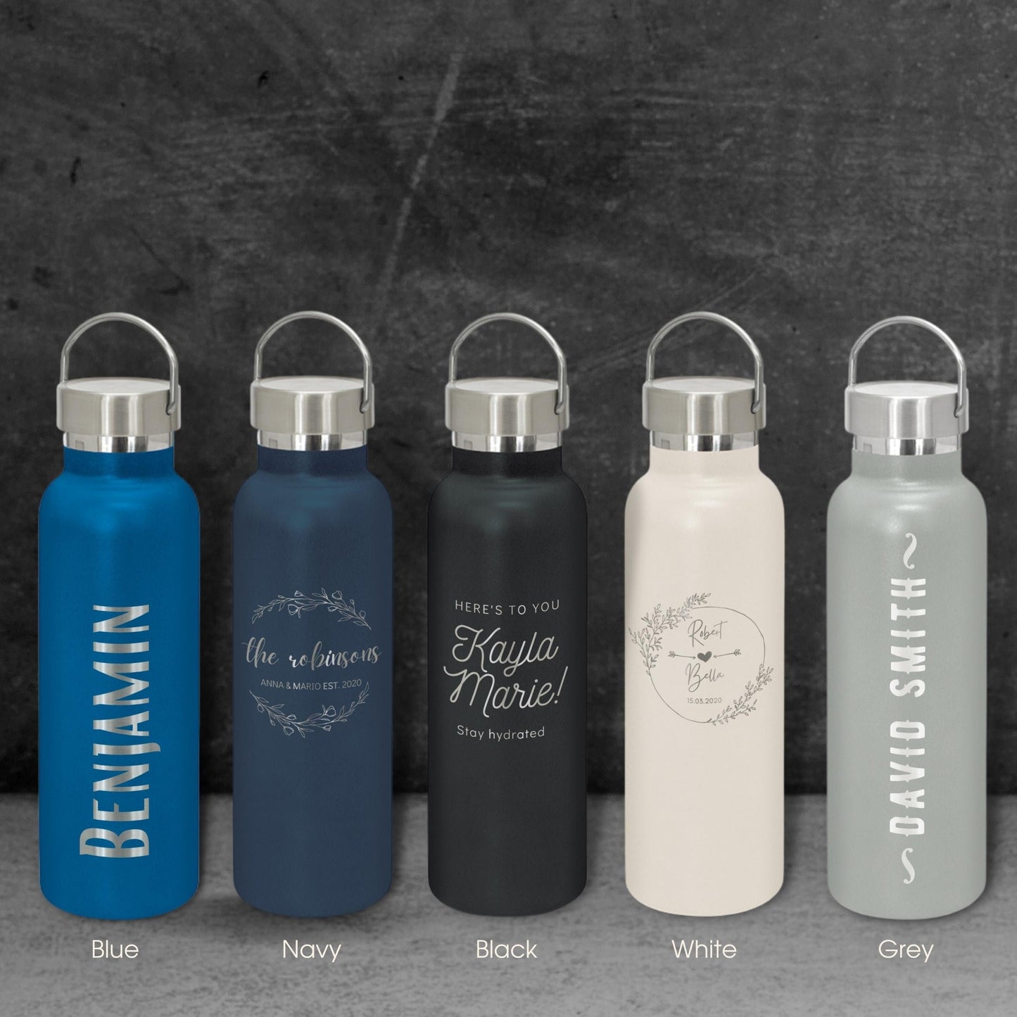 Personalized Engraved Stainless Steel Water Bottle - Dreamy Custom