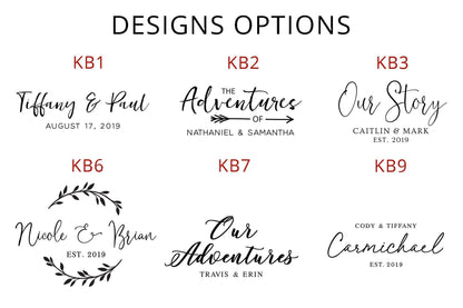 Additional engraving design choices KB1 to KB9 for personalized memory boxes ideal for weddings, anniversaries, and special milestones