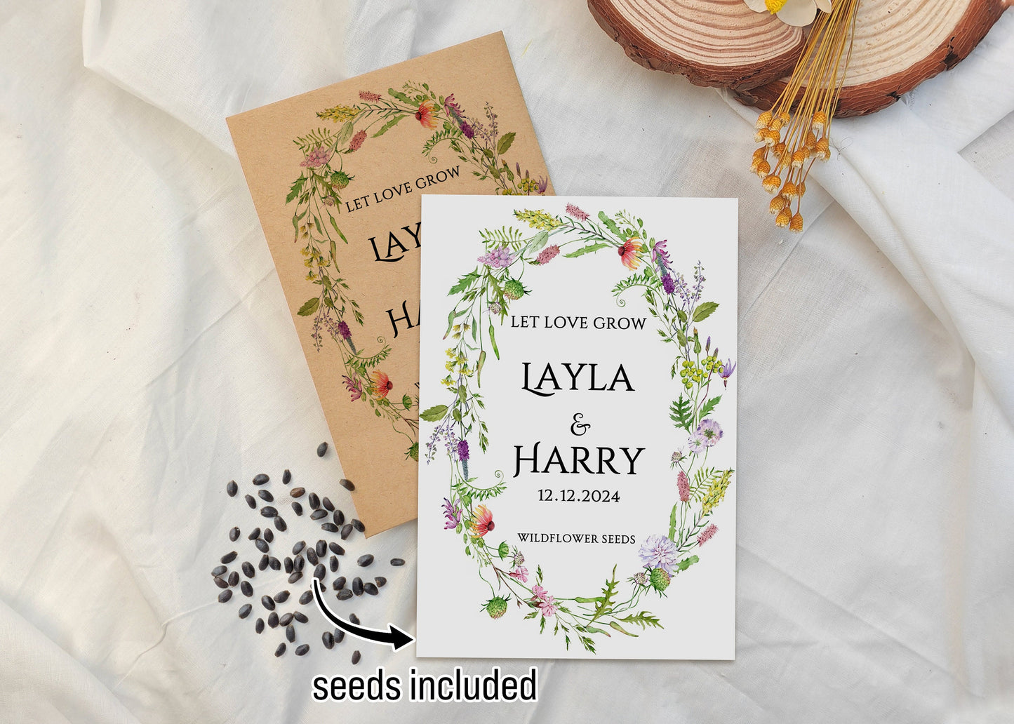 Personalized Wildflower Seed Packet Wedding Favors - Dreamy Custom