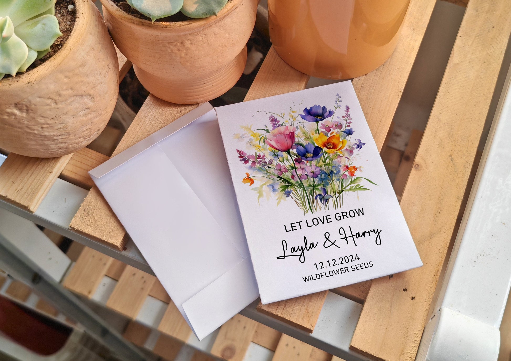 wildflower seed packets wedding favors Personalized Seed Packet Wedding Favors