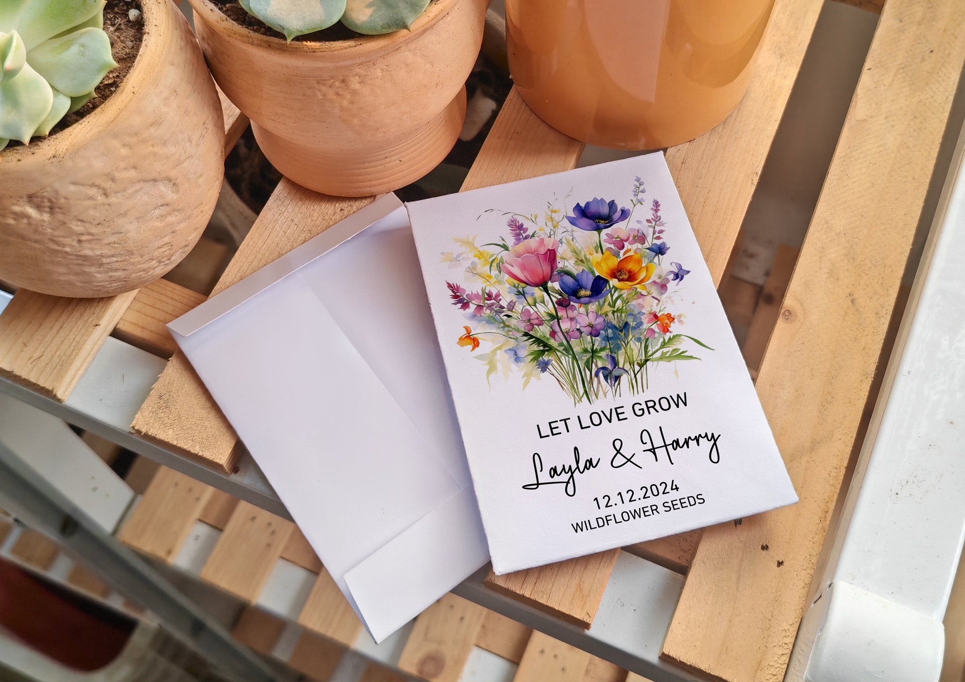 Personalized Wildflower Seed Packet Wedding Favors - Dreamy Custom