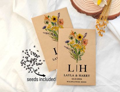 Personalized Wildflower Seed Packet Wedding Favors - Dreamy Custom