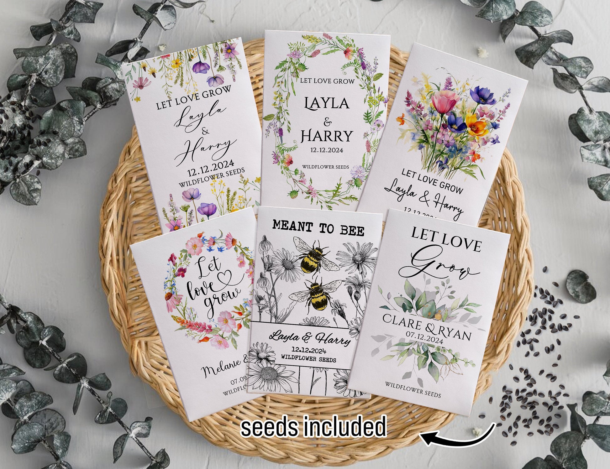 Personalized Wildflower Seed Packet Wedding Favors - Dreamy Custom