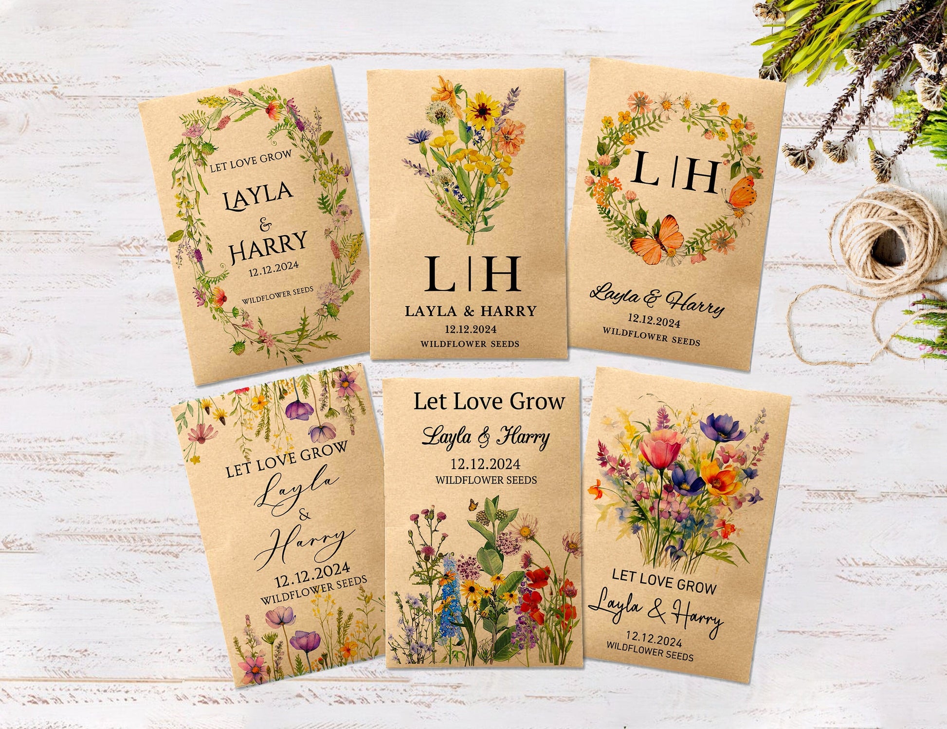 Personalized Wildflower Seed Packet Wedding Favors - Dreamy Custom