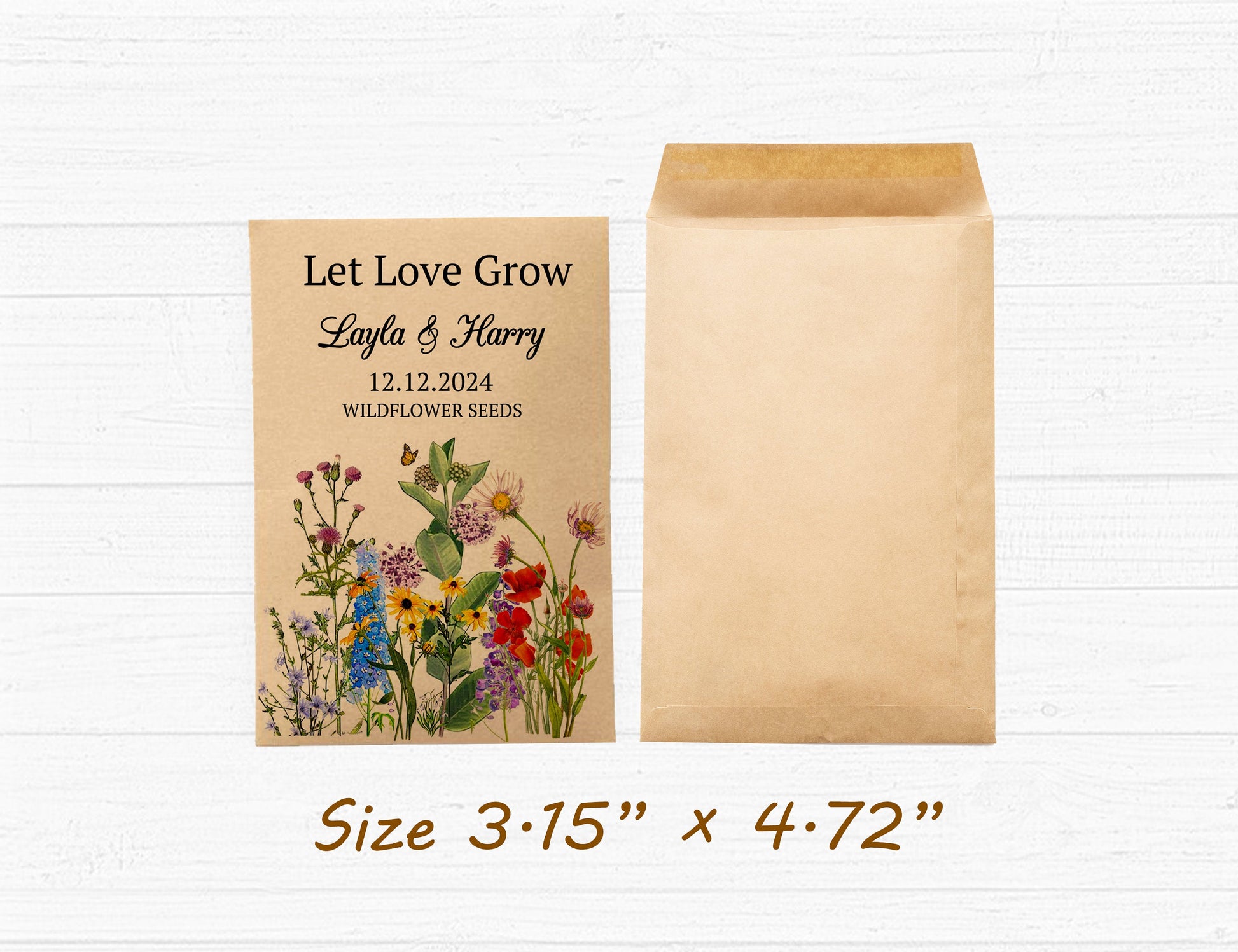 Personalized Wildflower Seed Packet Wedding Favors - Dreamy Custom