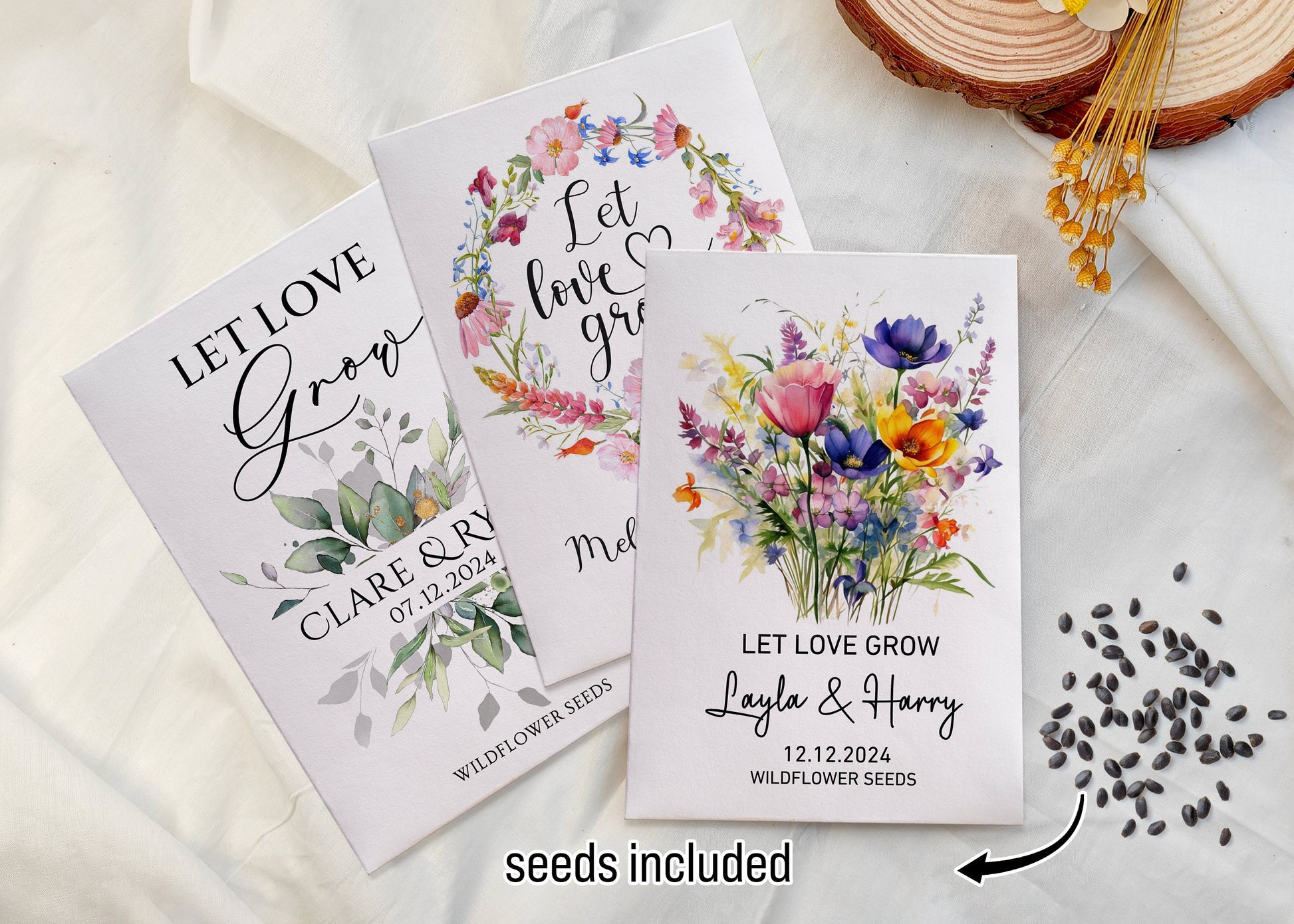 Personalized Wildflower Seed Packet Wedding Favors - Dreamy Custom