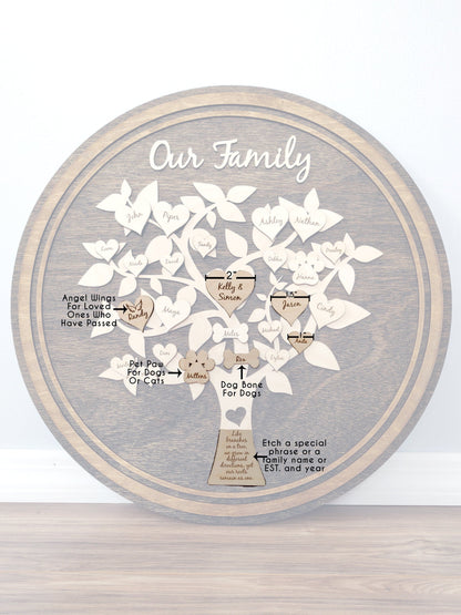 Personalized Wooden Family Tree - Dreamy Custom