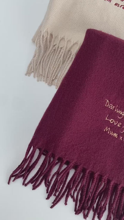 Personalized Embroidered Handwriting Scarf