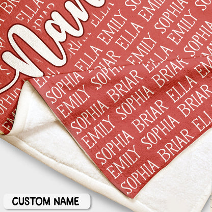Personalisierte Nana-Decke mit Namen der Enkelkinder 