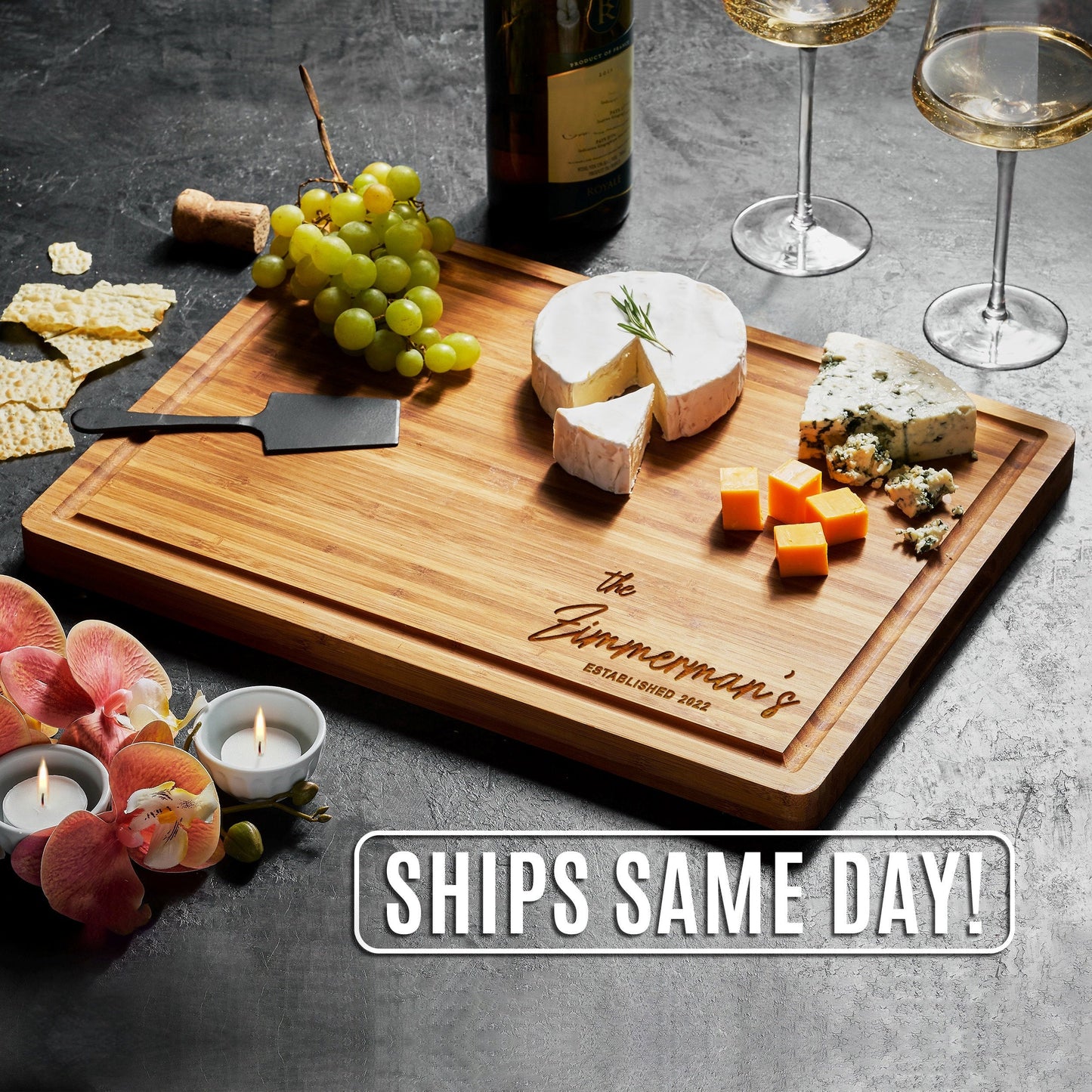 cheeseboard-with-wine,-grapes,-and-the-promise-of-same-day-shipping.
