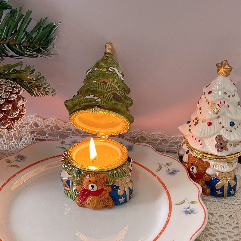 Bear and Christmas Tree Candle