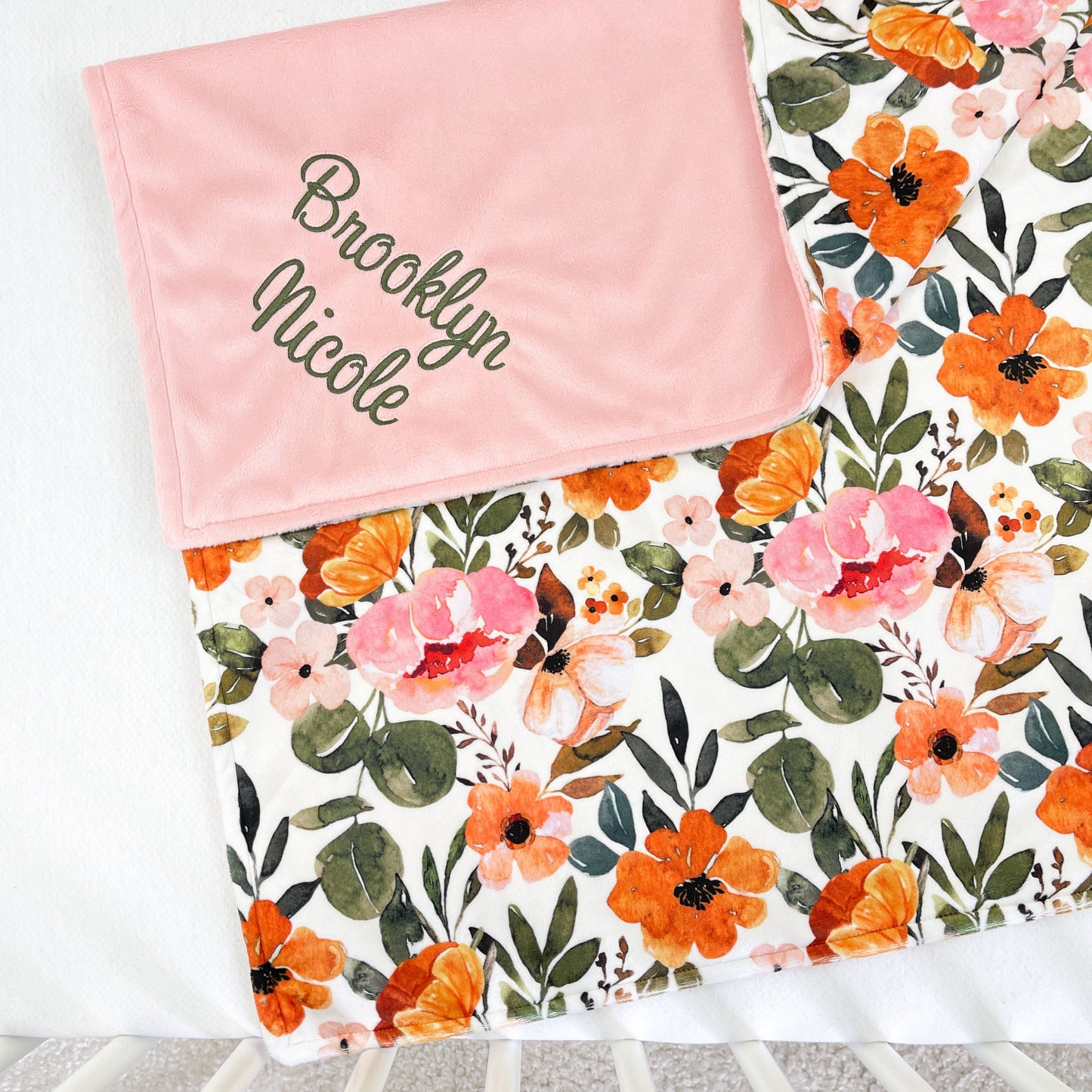 Boho Floral Minky Baby Blanket