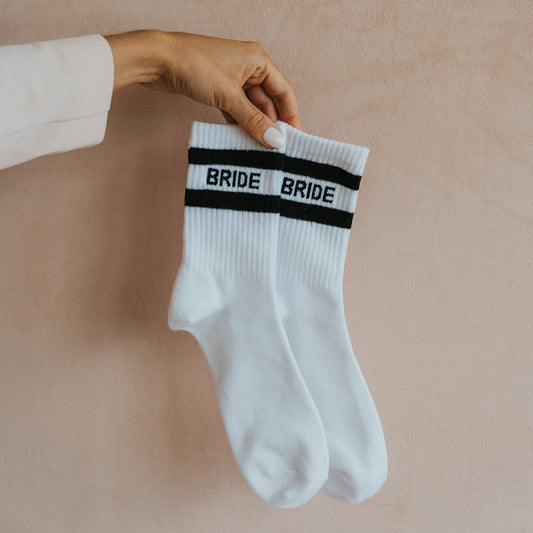 White bride socks set for wedding parties.