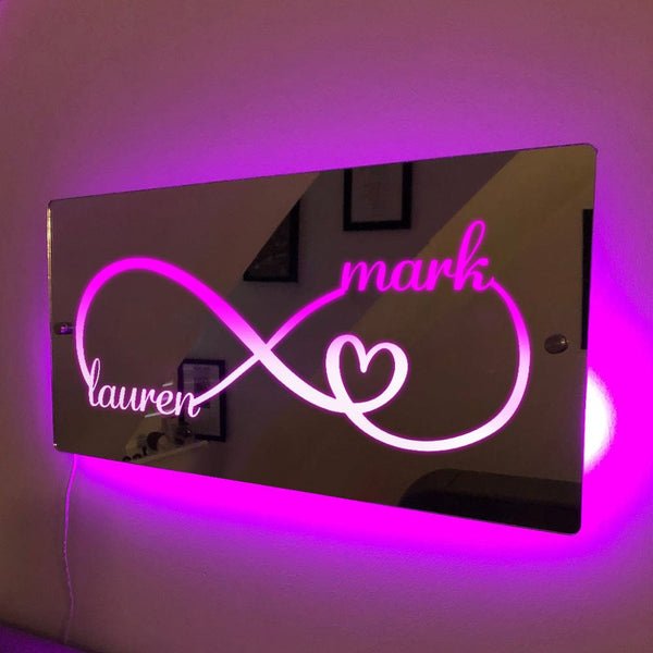 Custom Name Mirror Light Personalized Couple Valentine's Gift - Dreamy ...