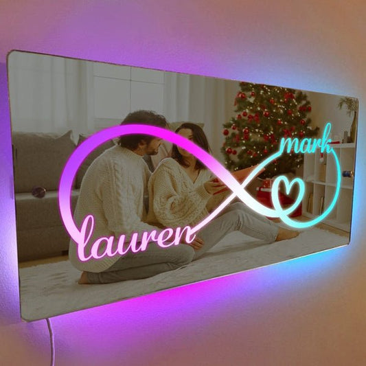 Nombre personalizado Mirror Light Personalizado Pareja de San Valentín