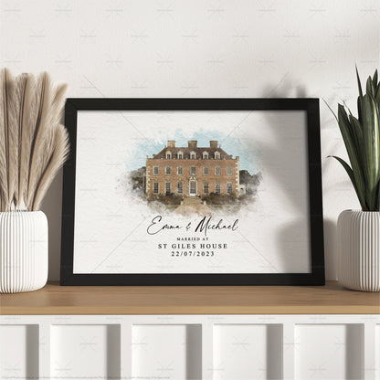 Custom Wedding Venue Watercolour Art