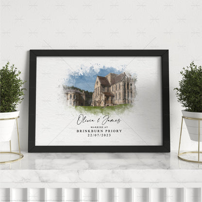 Custom Wedding Venue Watercolour Art