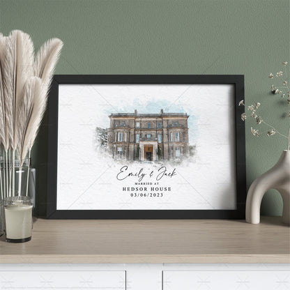 Custom Wedding Venue Watercolour Art