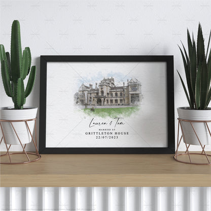 Custom Wedding Venue Watercolour Art