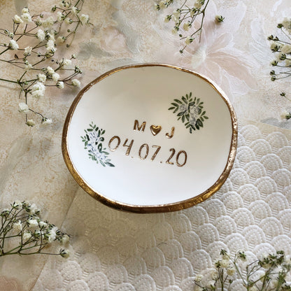 Initials & Date Jewelry Dish