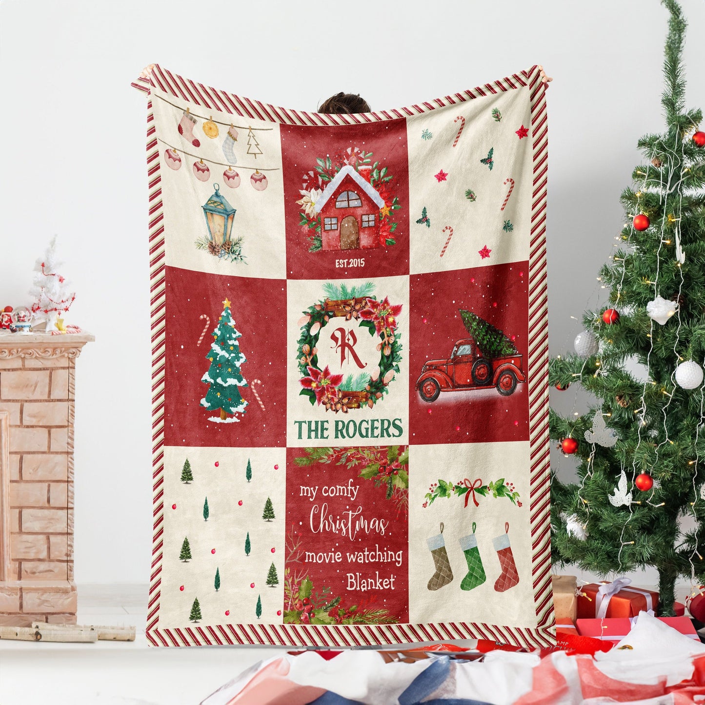 Personalized Christmas Family Fleece Blanket