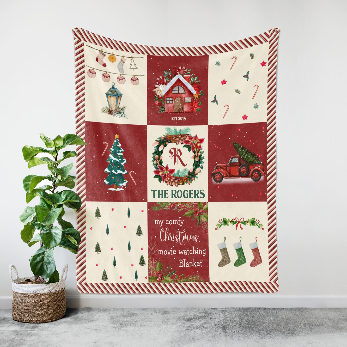 Personalized Christmas Family Fleece Blanket