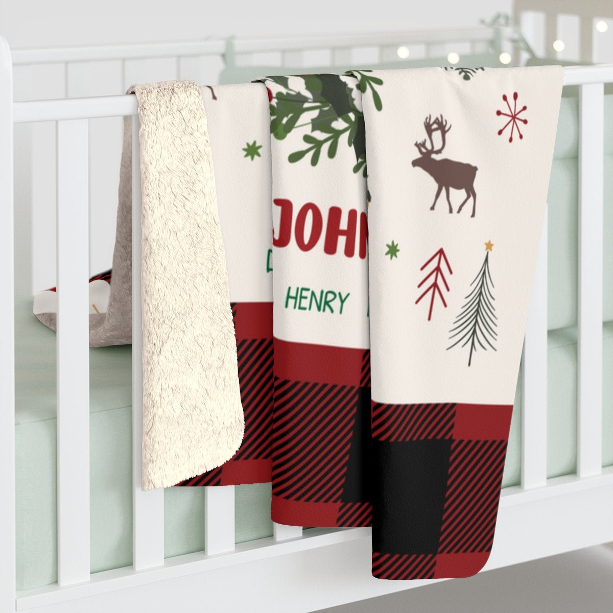 Personalized Family Holiday Sherpa Blanket