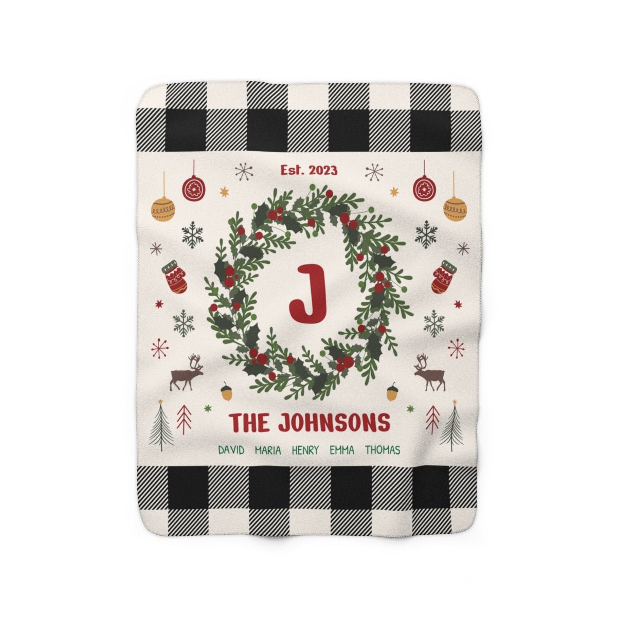 Personalized Family Holiday Sherpa Blanket