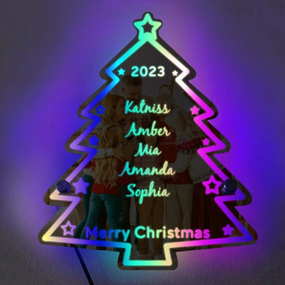 Personalisiertes Weihnachtsbaum-Spiegellicht mit Familiennamen