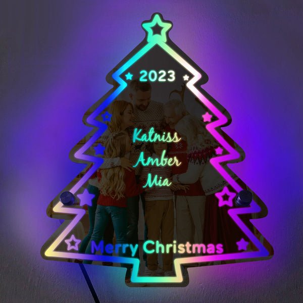 Personalized Family Name Christmas Tree Mirror Light