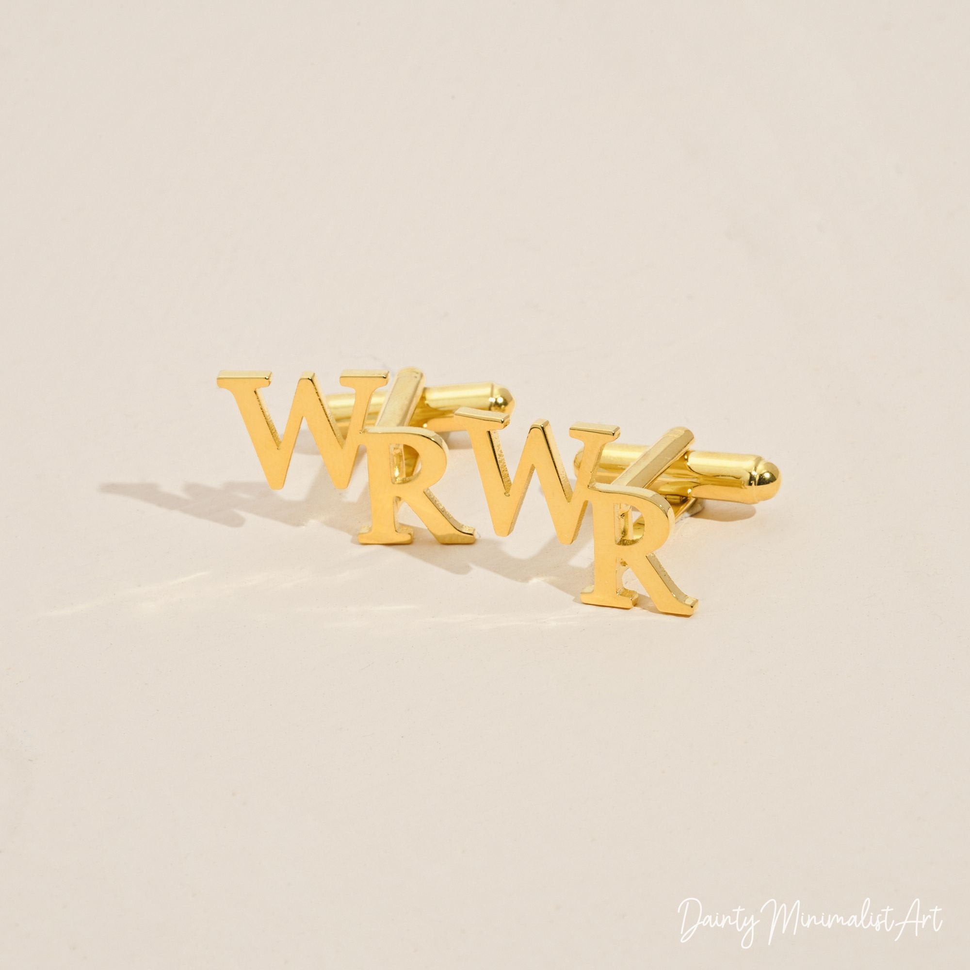 Personalized Gold Initial Cufflinks Custom Groomsmen and Wedding Gift
