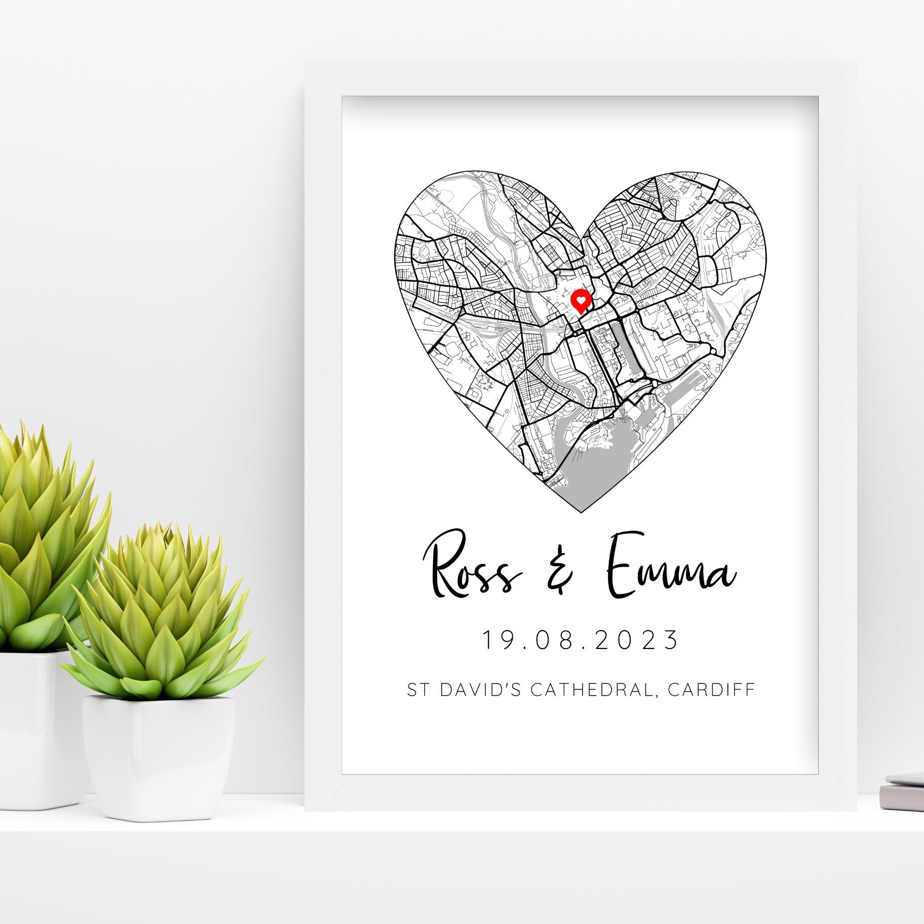 Custom Heart Map Personalized Heart Map Print | Wedding, Anniversary, Engagement Gift ...