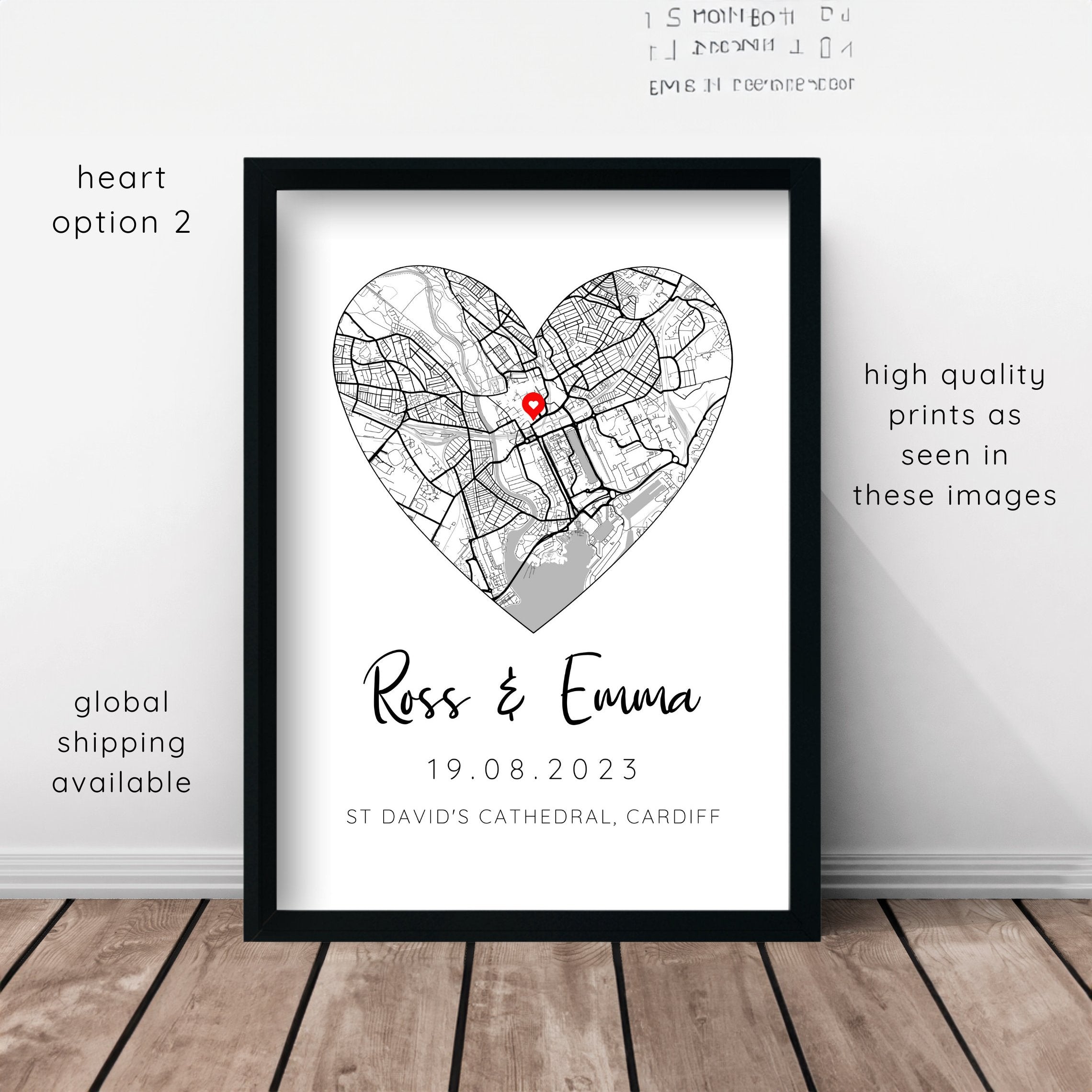 Custom Heart Map Personalized Heart Map Print | Wedding, Anniversary, Engagement Gift ...