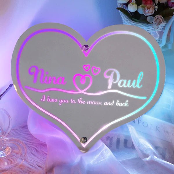 Personalized Mirror Light Heart Marquee Wedding Gifts