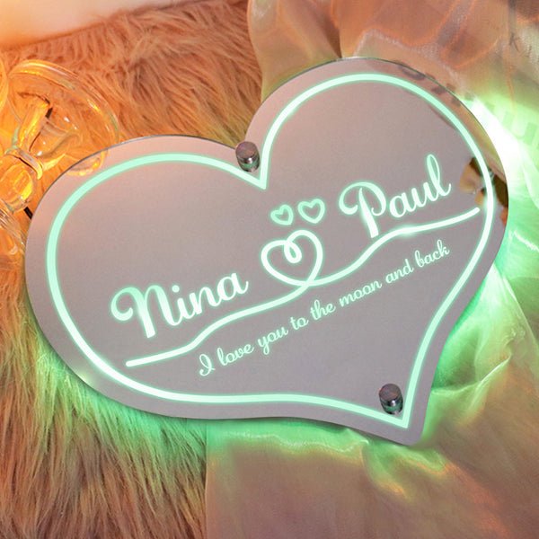 Personalized Mirror Light Heart Marquee Wedding Gifts