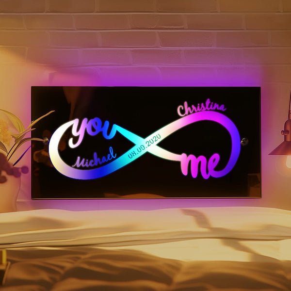 Personalized Name Mirror Light Infinity Love Gift for Couple