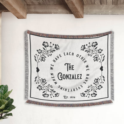Personalized Woven Cotton Family Blanket